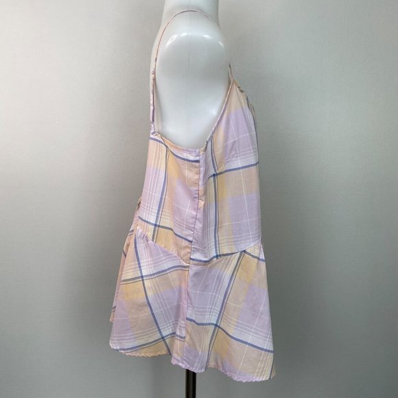 Old Navy Top Large Lilac Plaid Peplum Tank Lightweight Cotton Women's NWT - Picture 7 of 13